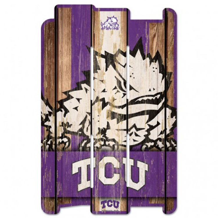 TCU Horned Frogs Sign 11x17 Wood Fence Style