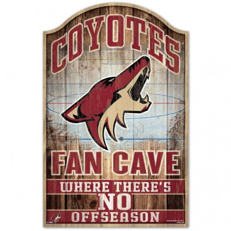 Arizona Coyotes Sign 11x17 Wood Fan Cave Design