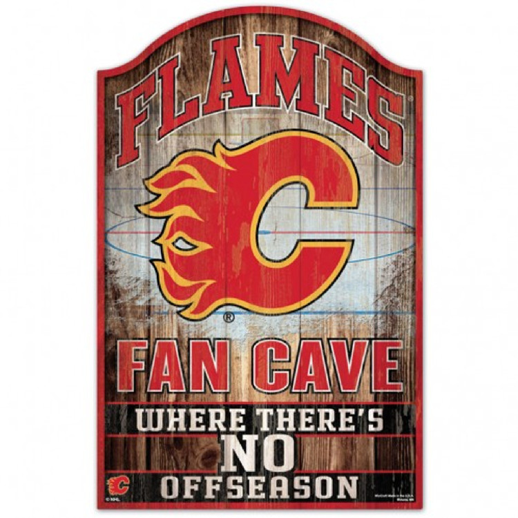 Calgary Flames Sign 11x17 Wood Fan Cave Design