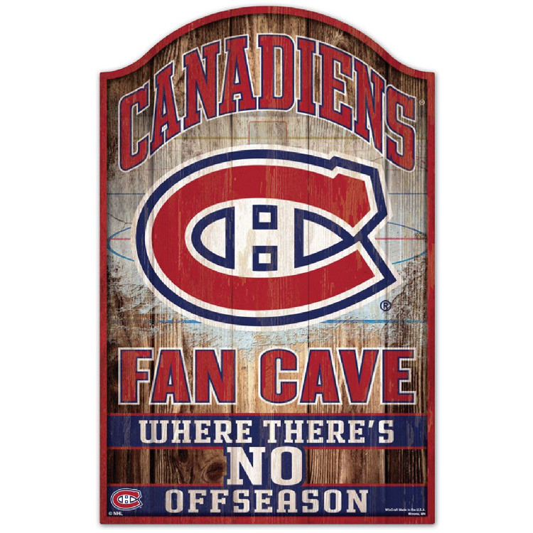 Montreal Canadiens Sign 11x17 Wood Fan Cave Design