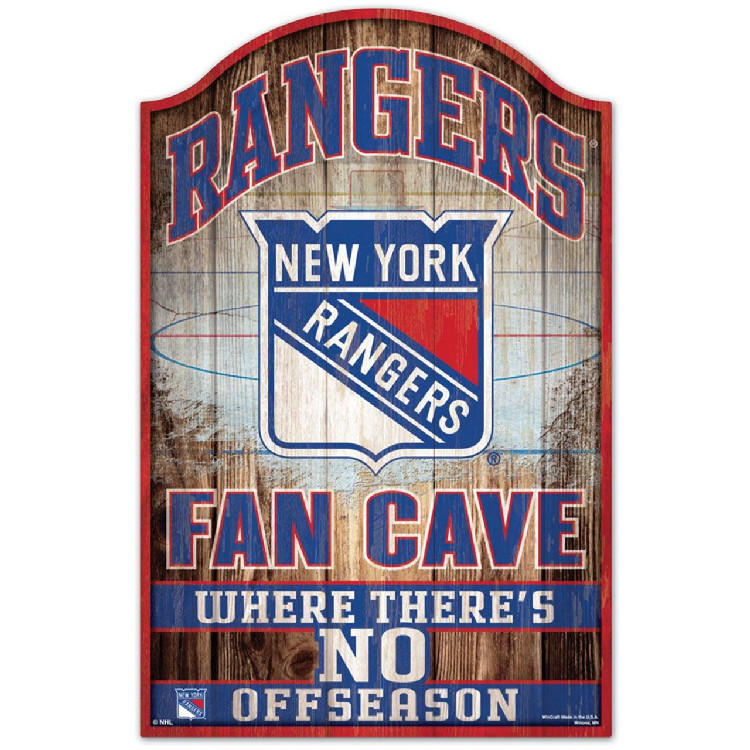 New York Rangers Sign 11x17 Wood Fan Cave Design