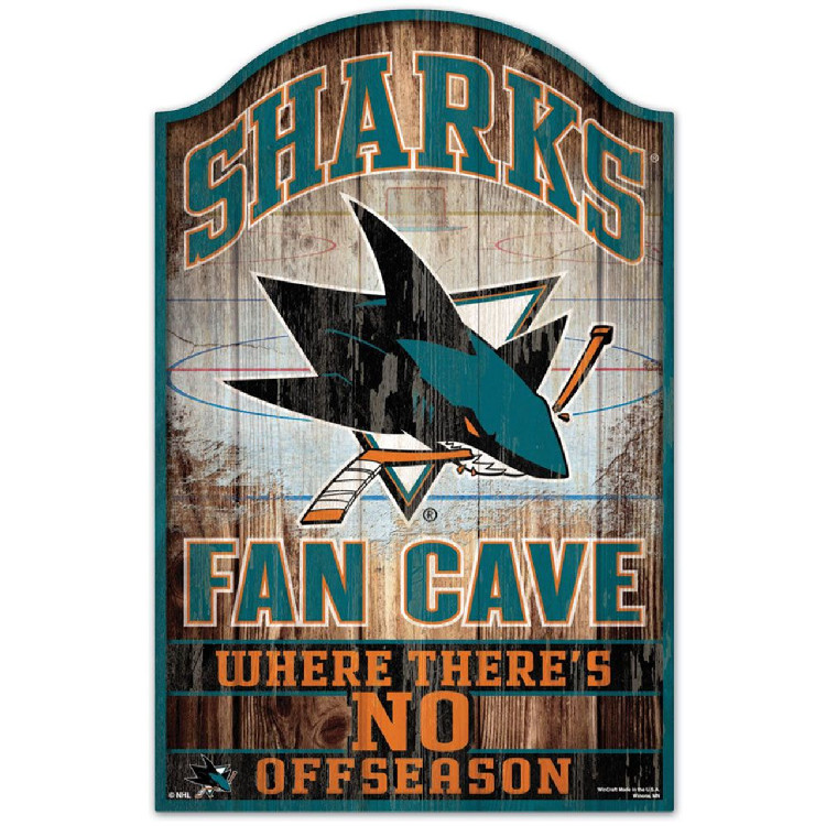 San Jose Sharks Sign 11x17 Wood Fan Cave Design