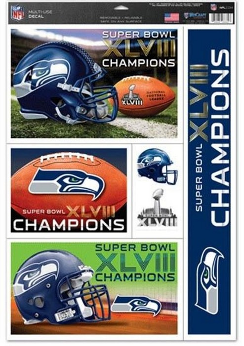 Seattle Seahawks Decal 11x17 Multi Use Super Bowl 48 Champ Design