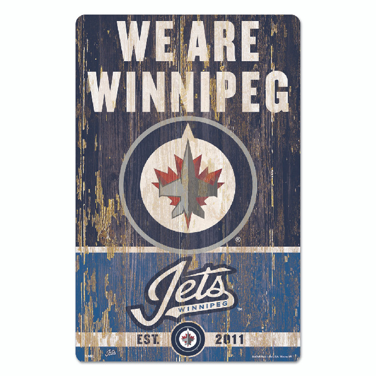 Winnipeg Jets Sign 11x17 Wood Slogan Design