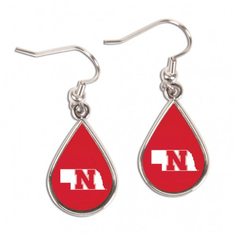 Nebraska Cornhuskers Earrings Tear Drop Style