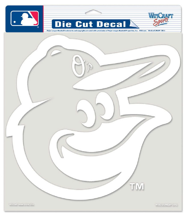 Baltimore Orioles Decal 8x8 Die Cut White