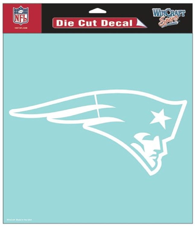 New England Patriots Decal 8x8 Die Cut White