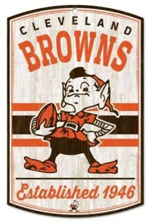 Cleveland Browns Sign 11x17 Wood Classic Logo Retro