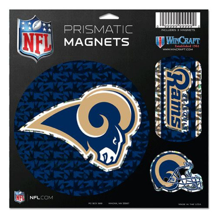 St. Louis Rams Magnets 11x11 Die Cut Prismatic Set of 3