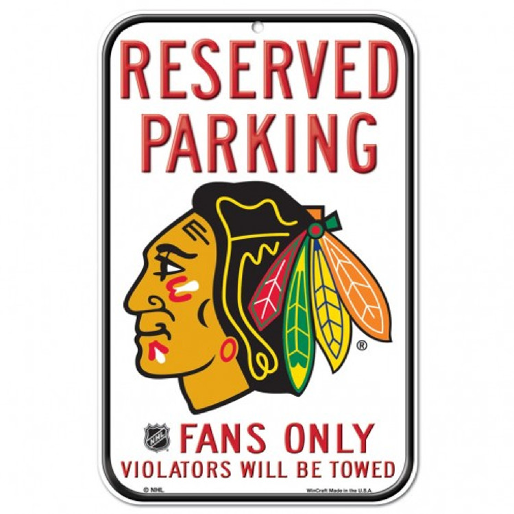 Chicago Blackhawks Sign 11x17 Plastic Reserved Parking Style