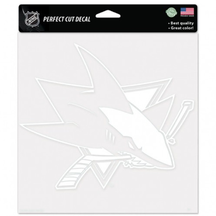 San Jose Sharks Decal 8x8 Die Cut White