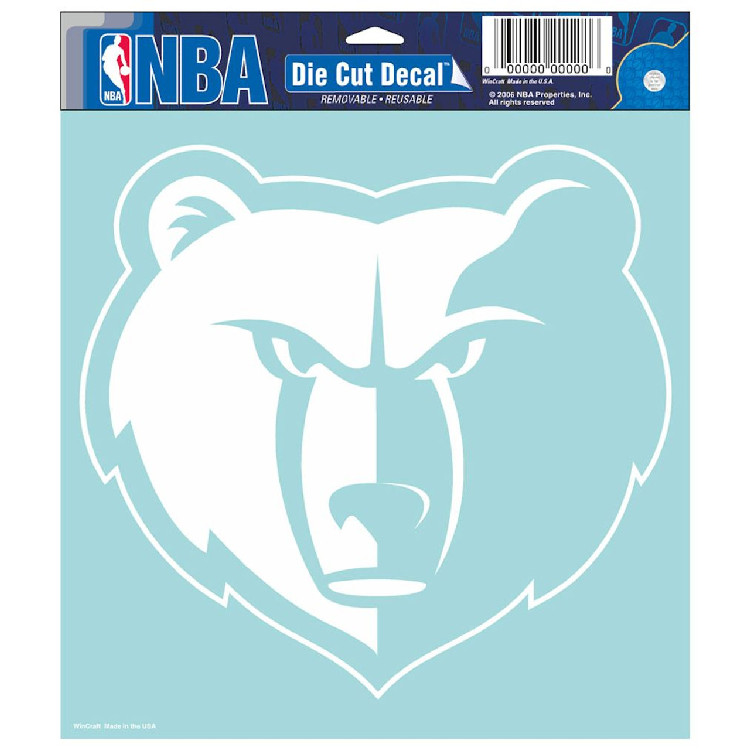 Memphis Grizzlies Decal 8x8 Perfect Cut White