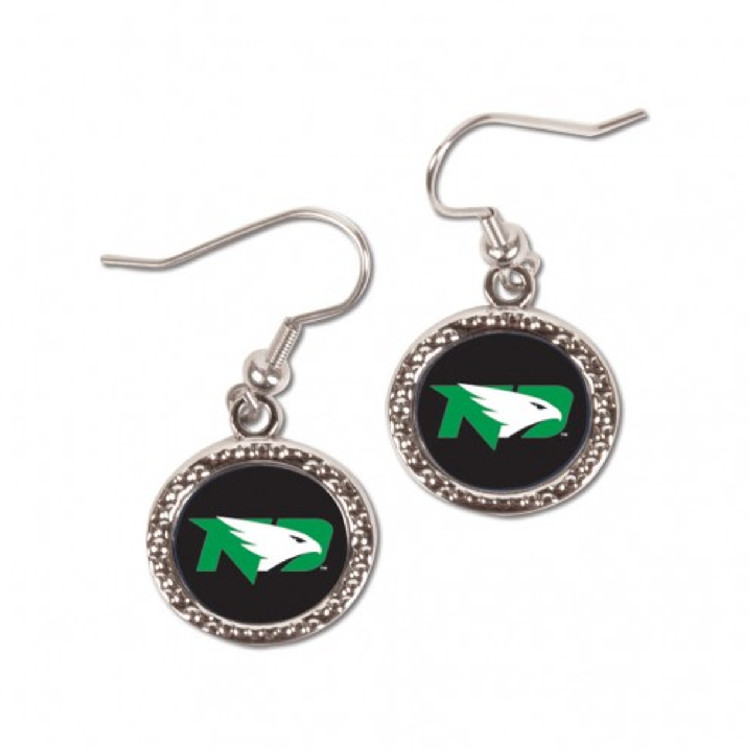 North Dakota Fighting Hawks Earrings Round Style