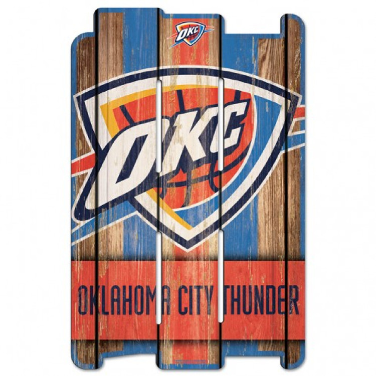 Oklahoma City Thunder Sign 11x17 Wood Fence Style