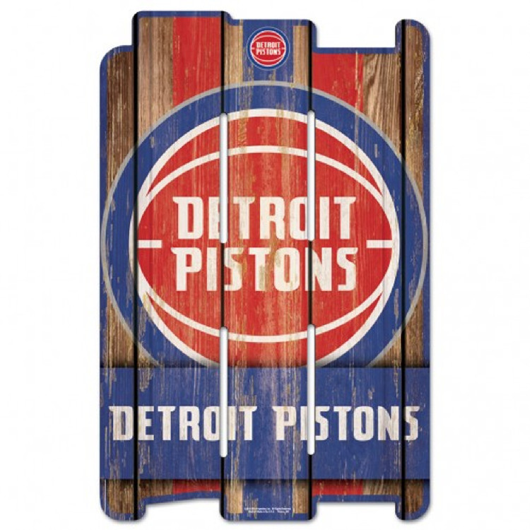 Detroit Pistons Sign 11x17 Wood Fence Style