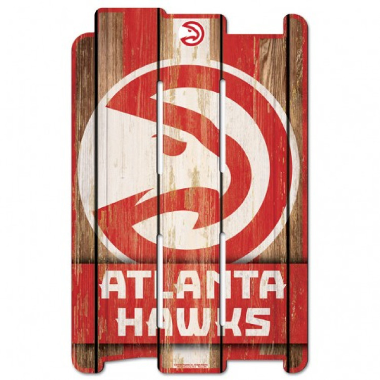 Atlanta Hawks Sign 11x17 Wood Fence Style