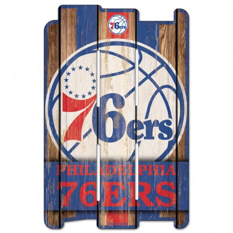 Philadelphia 76ers Sign 11x17 Wood Fence Style