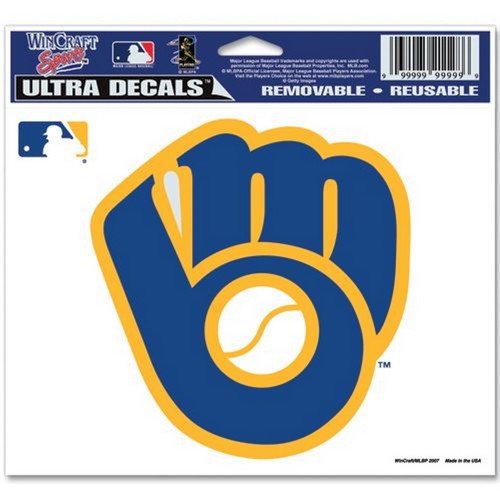 Wincraft Milwaukee Brewers Decal 5x6 Multi Use Color Retro Logo Design