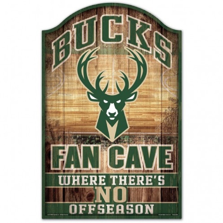 Milwaukee Bucks Wood Sign - 11x17 Fan Cave Design