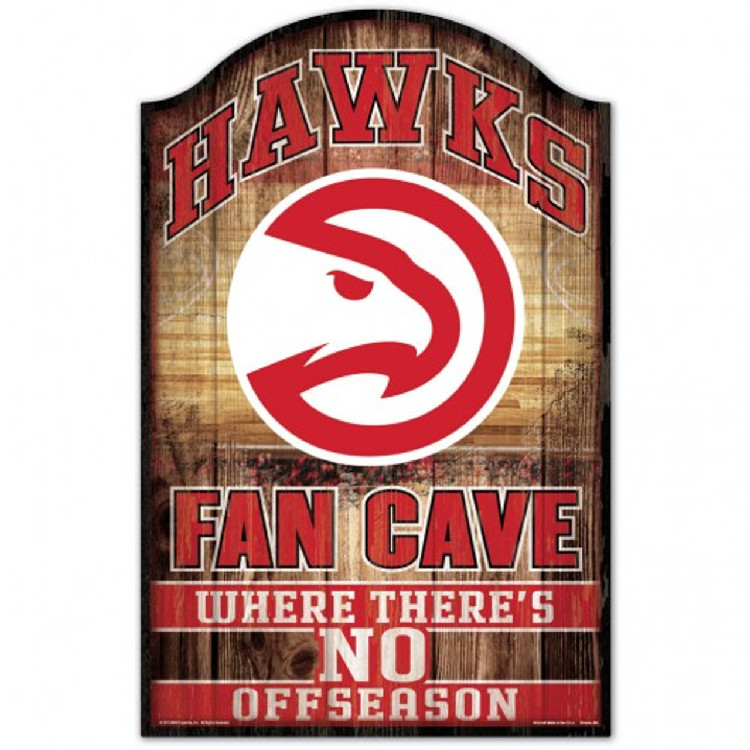 Atlanta Hawks Sign 11x17 Wood Fan Cave Design