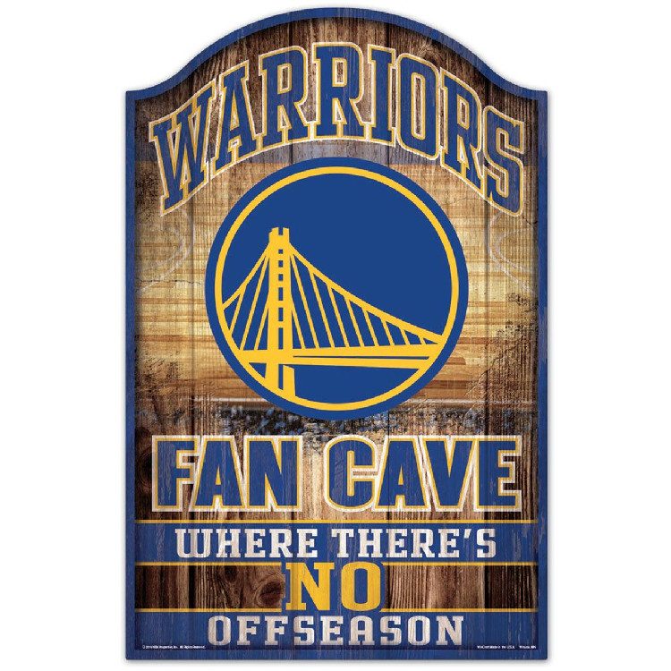 Golden State Warriors Sign 11x17 Wood Fan Cave Design