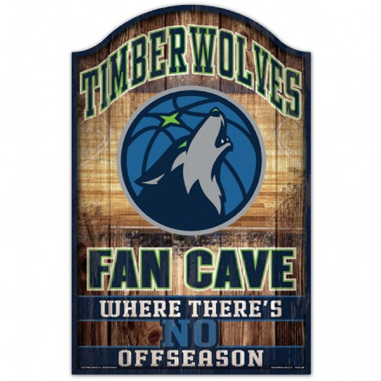 Minnesota Timberwolves Sign 11x17 Wood Fan Cave Design