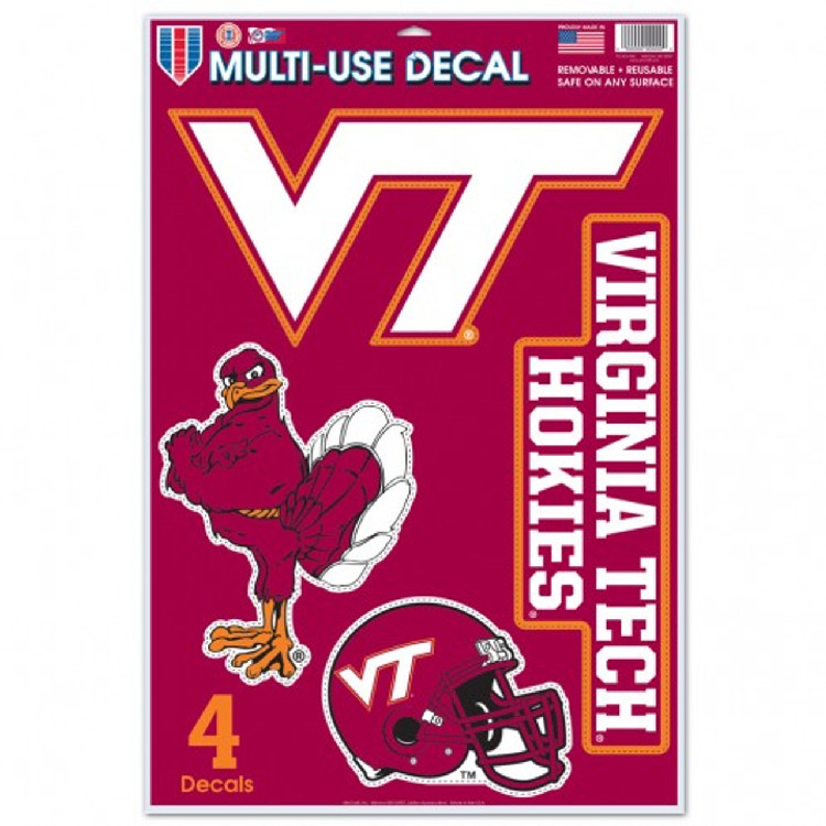 Virginia Tech Hokies Decal 11x17 Multi Use 4 Decals