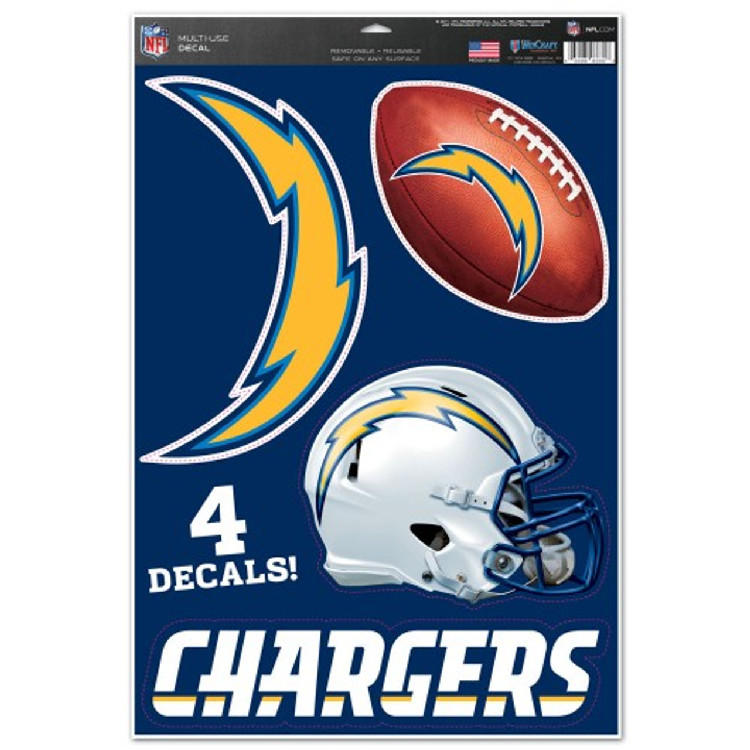 Los Angeles Chargers Decal 11x17 Multi Use Cut to Logo 4 Piece