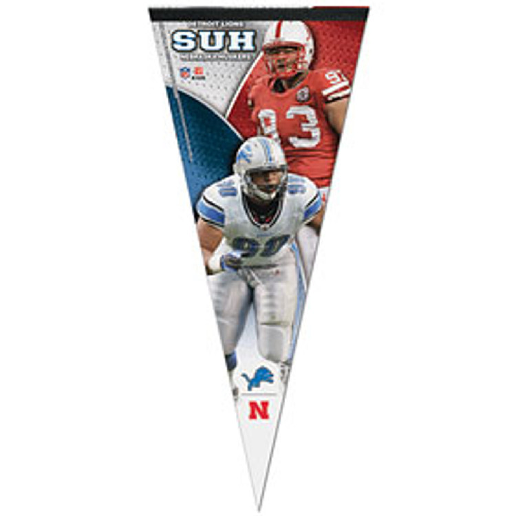 Nebraska Cornhuskers/Detroit Lions Pennant 12x30 Premium Style Ndamukong Suh Design CO