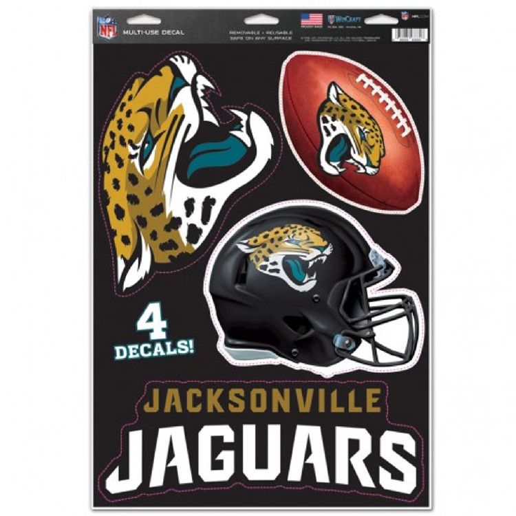 Jacksonville Jaguars Decal 11x17 Multi Use Cut to Logo 4 Piece