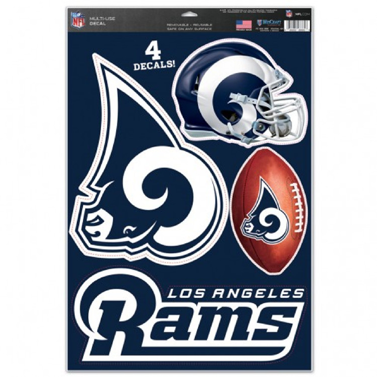 Los Angeles Rams Decal 11x17 Multi Use Cut to Logo 4 Piece Set