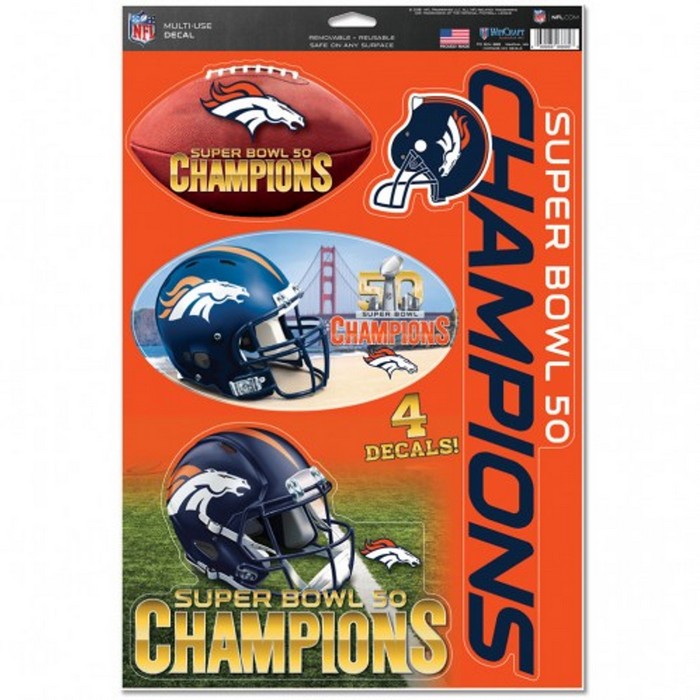 Denver Broncos Decal 11x17 Multi Use Super Bowl 50 Champion Design CO