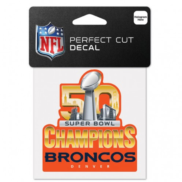 Denver Broncos Decal 4x4 Perfect Cut Color Super Bowl 50 Champion Design CO