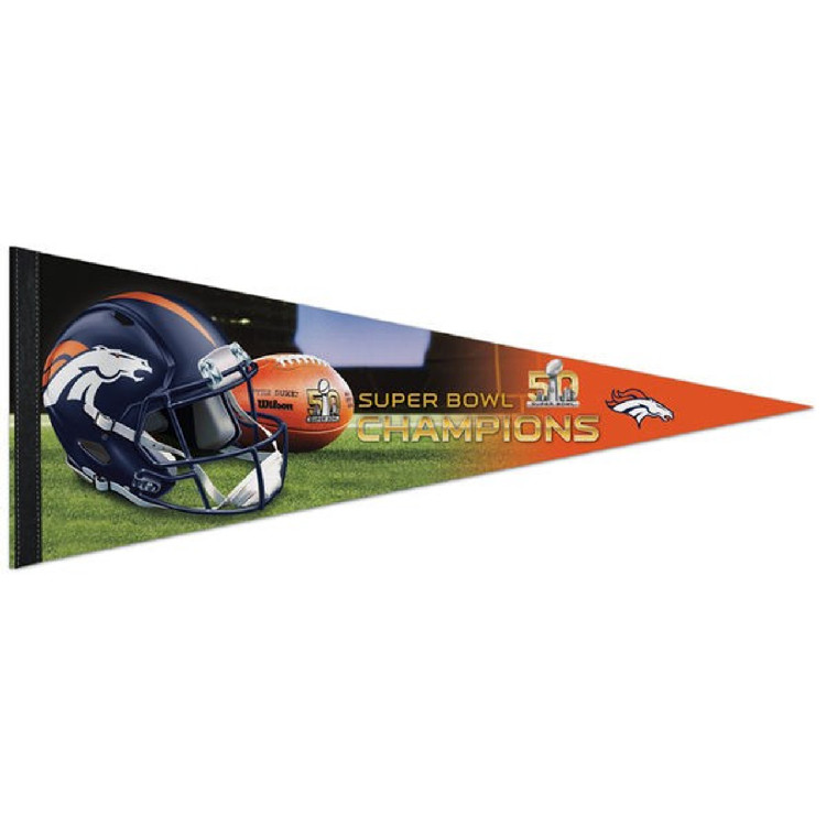 Denver Broncos Pennant 12x30 Premium Style Super Bowl 50 Champion Design CO