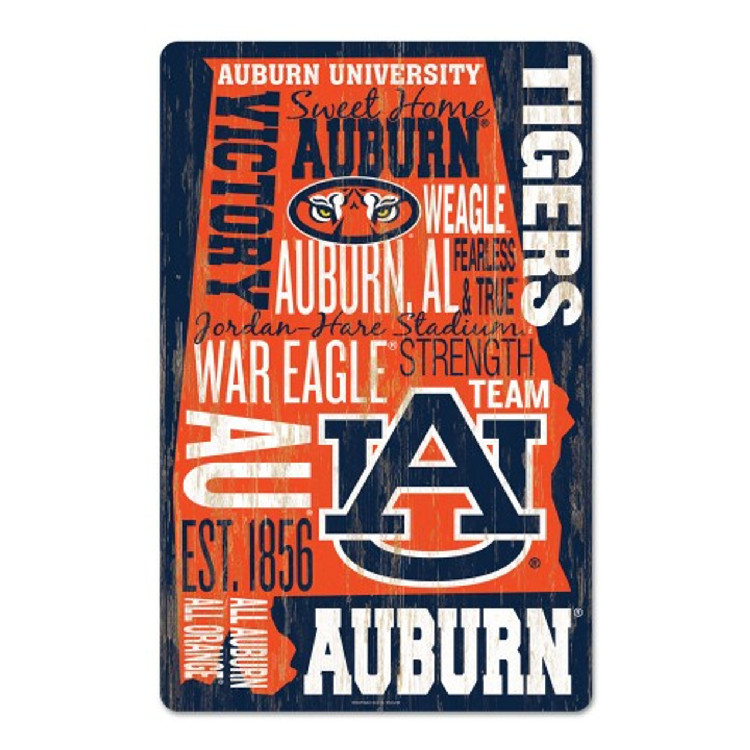 Auburn Tigers Sign 11x17 Wood Wordage Design