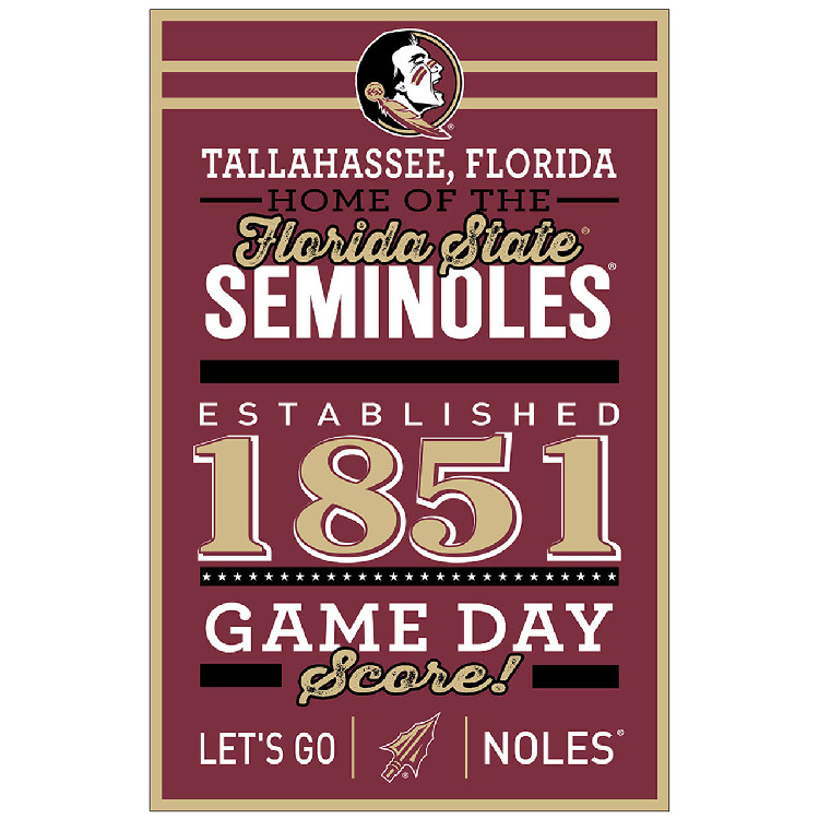 Florida State Seminoles Sign 11x17 Wood Established Design