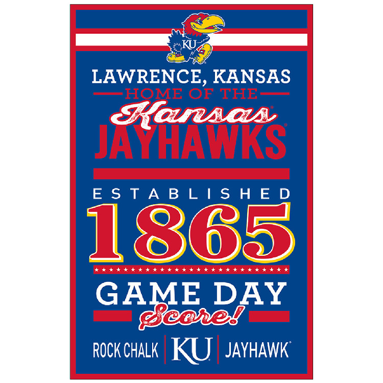 Kansas Jayhawks Sign 11x17 Wood Established Design