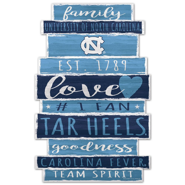 North Carolina Tar Heels Sign 11x17 Wood Family Word Design