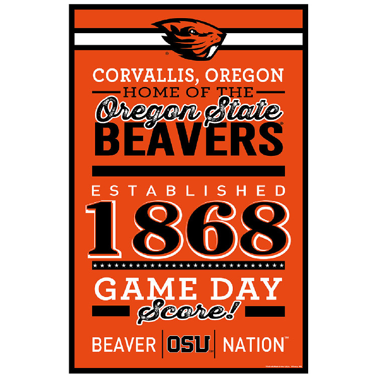 Oregon State Beavers Sign 11x17 Wood Established Design