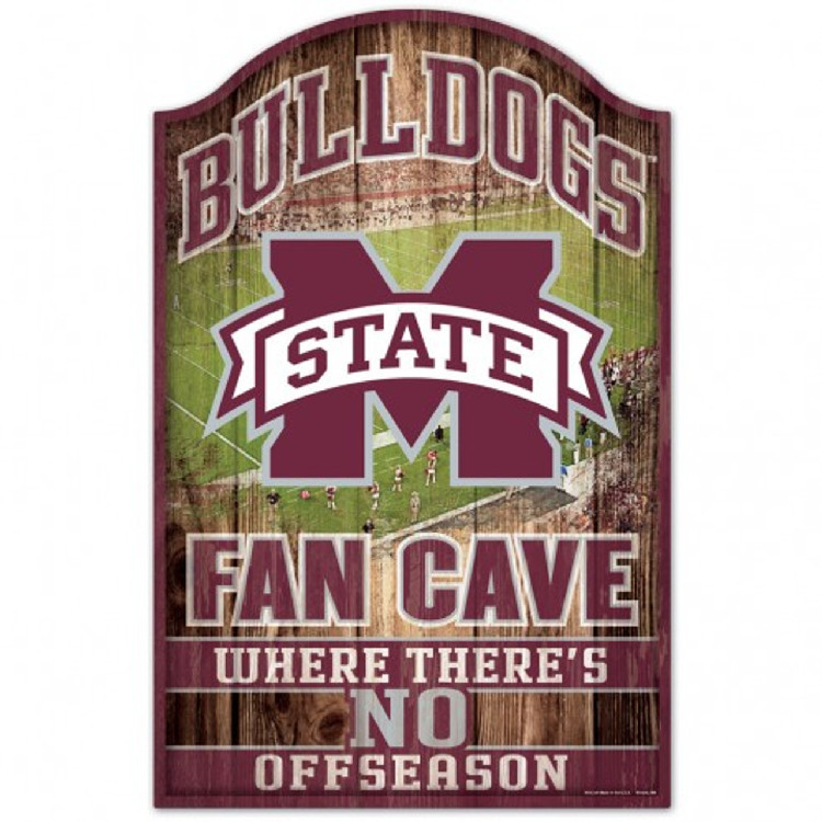 Mississippi State Bulldogs Sign 11x17 Wood Fan Cave Design