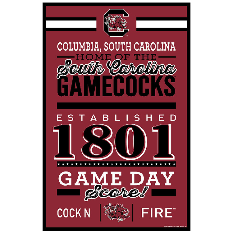 South Carolina Gamecocks Sign 11x17 Wood Established Design