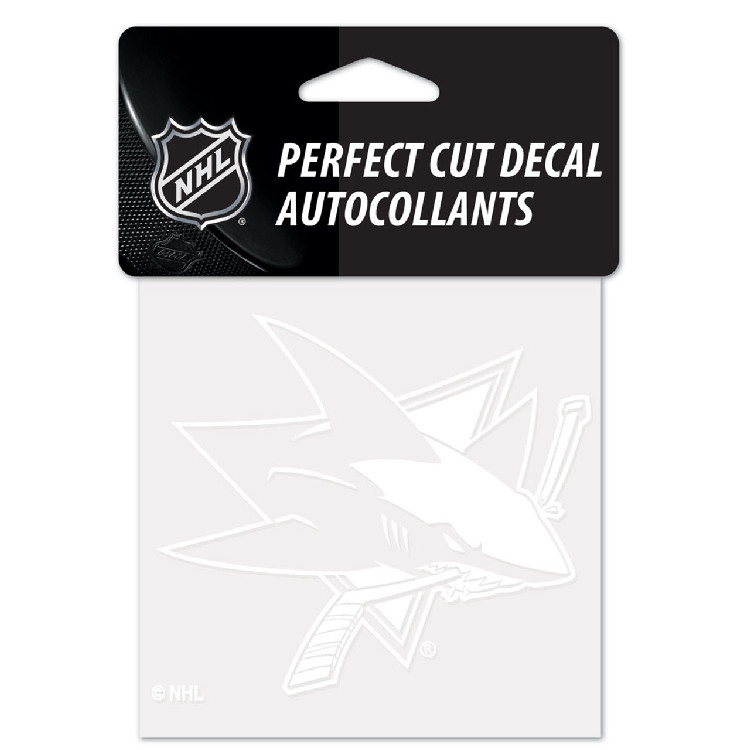 San Jose Sharks Decal 4x4 Perfect Cut White