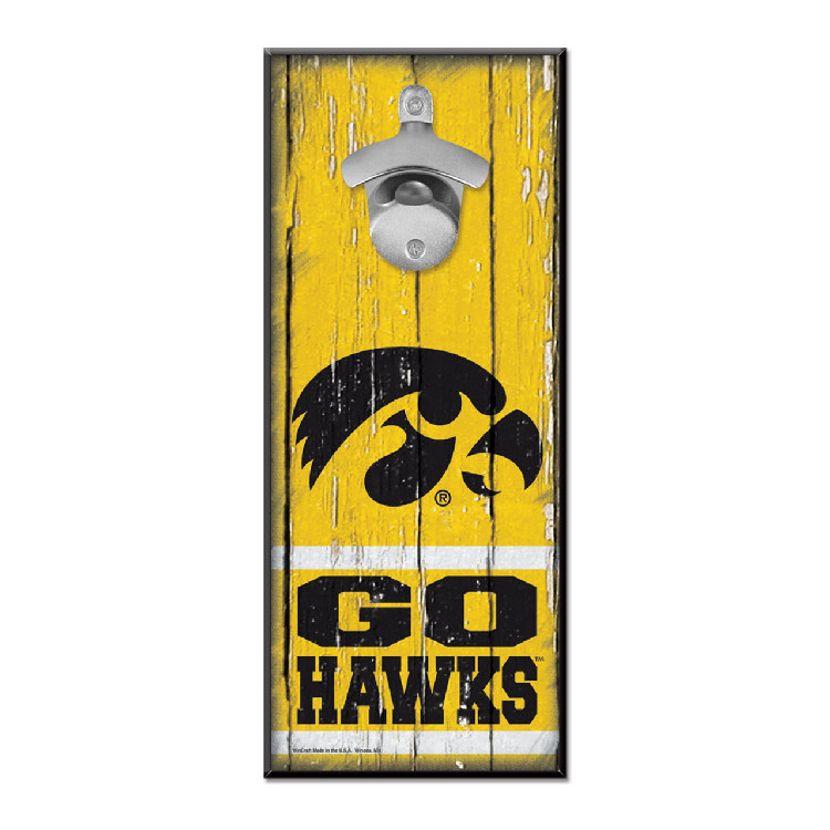 Iowa Hawkeyes Sign Wood 5x11 Bottle Opener