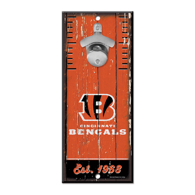 Cincinnati Bengals Sign Wood 5x11 Bottle Opener