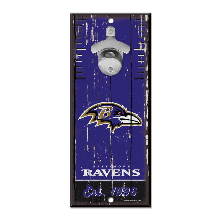 Baltimore Ravens Sign Wood 5x11 Bottle Opener