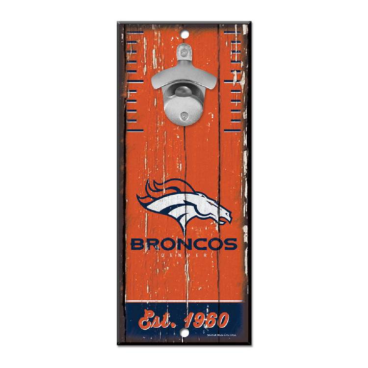 Denver Broncos Sign Wood 5x11 Bottle Opener