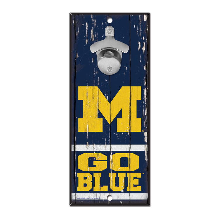 Michigan Wolverines Sign Wood 5x11 Bottle Opener