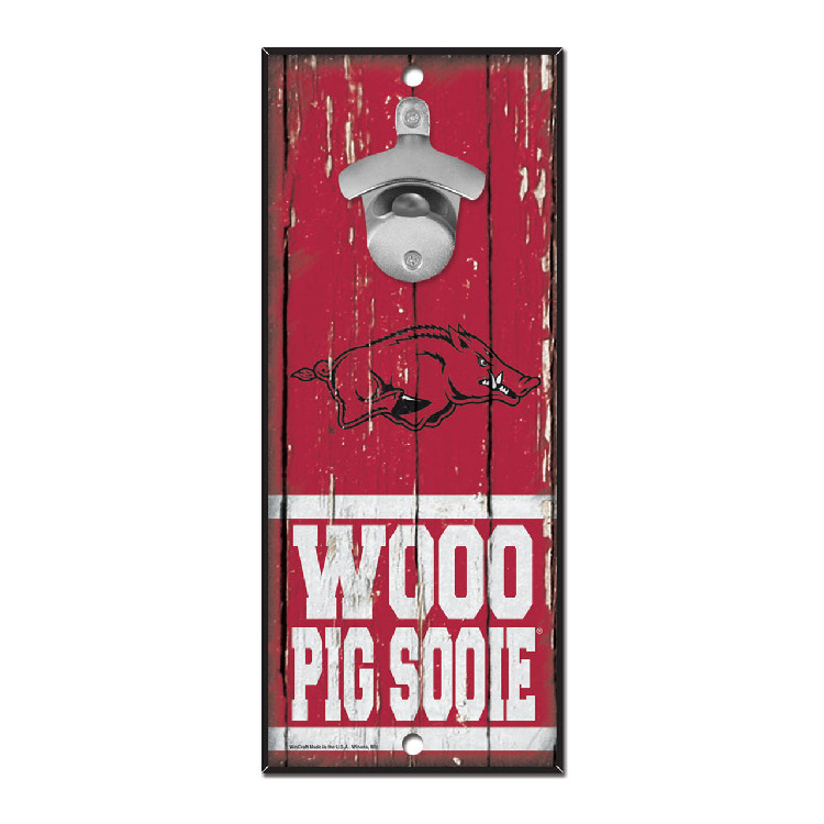 Arkansas Razorbacks Sign Wood 5x11 Bottle Opener