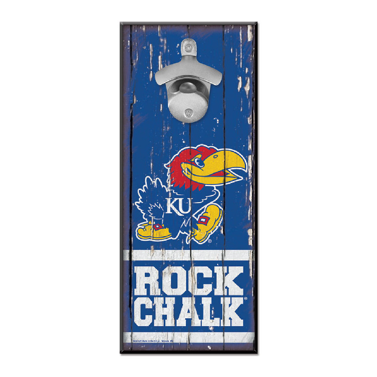 Kansas Jayhawks Sign Wood 5x11 Bottle Opener