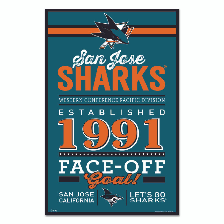 San Jose Sharks Sign 11x17 Wood Established Design